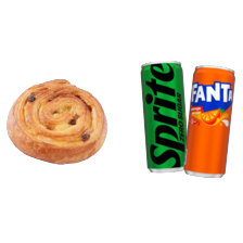 Koffiebroodje en Fanta of Sprite
